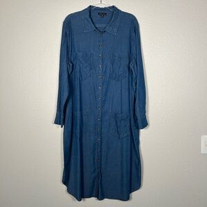 Universal Standard size M 18-20 chambray shirt dress blue tencel long sleeve